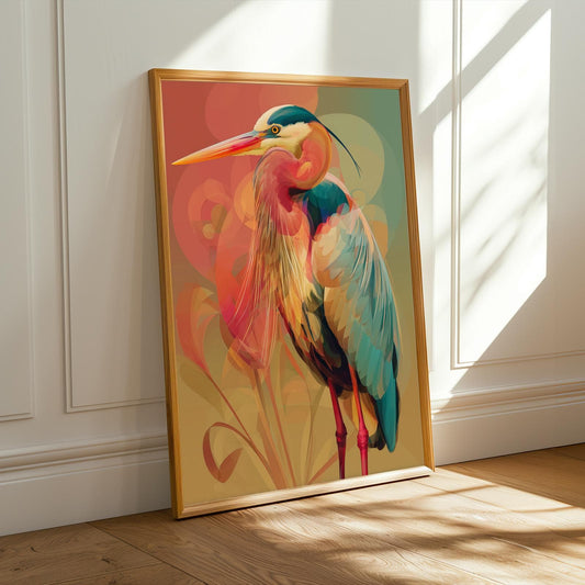 Abstract Heron Wall Art Print