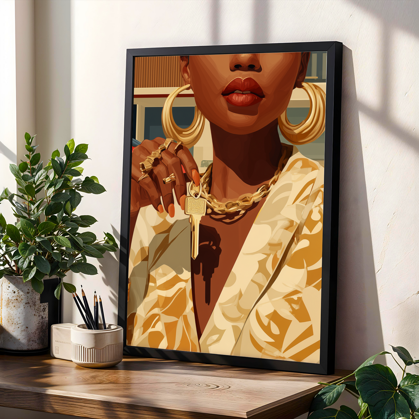 Modern House and Sports Car Close Up Wall Art Print