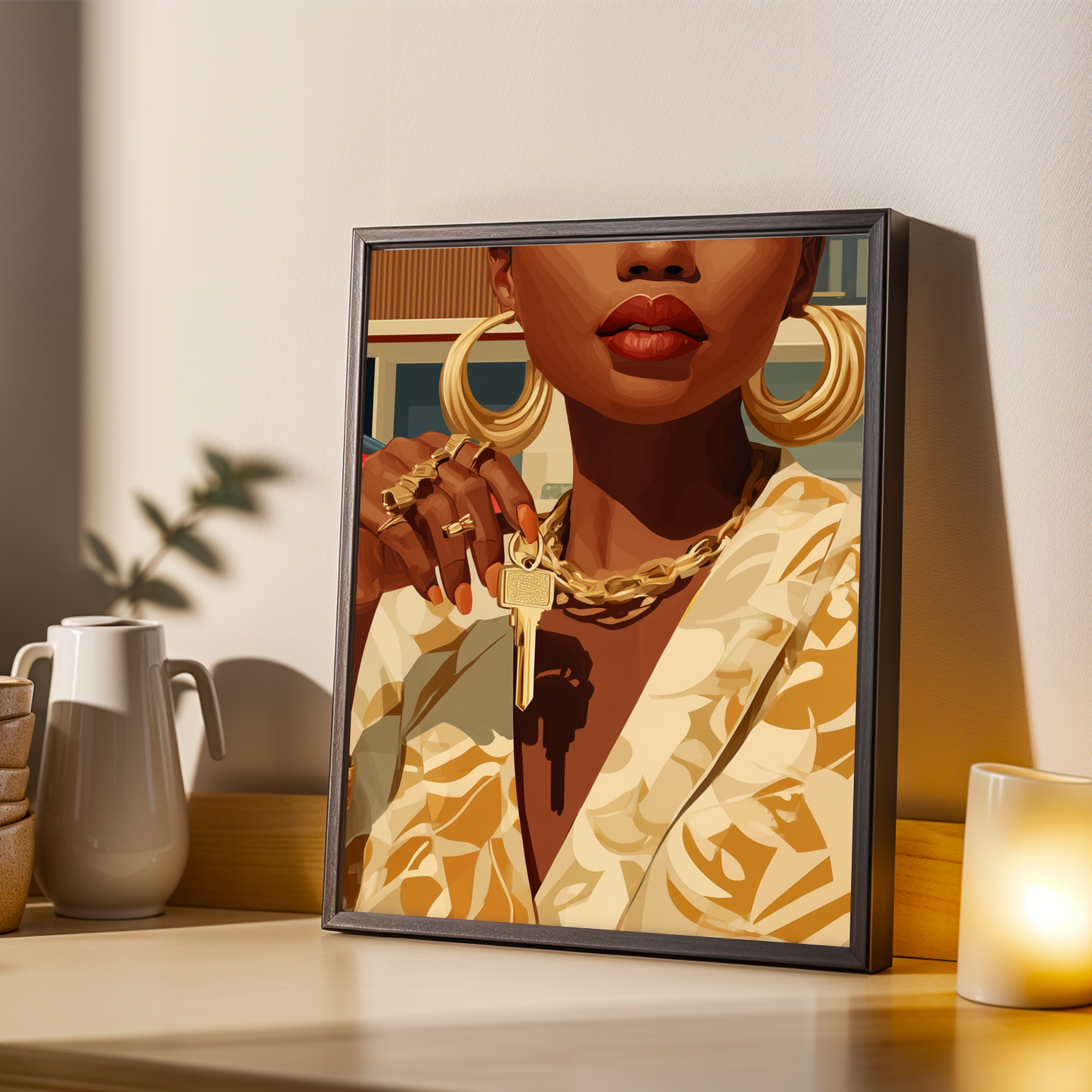 Modern House and Sports Car Close Up Wall Art Print