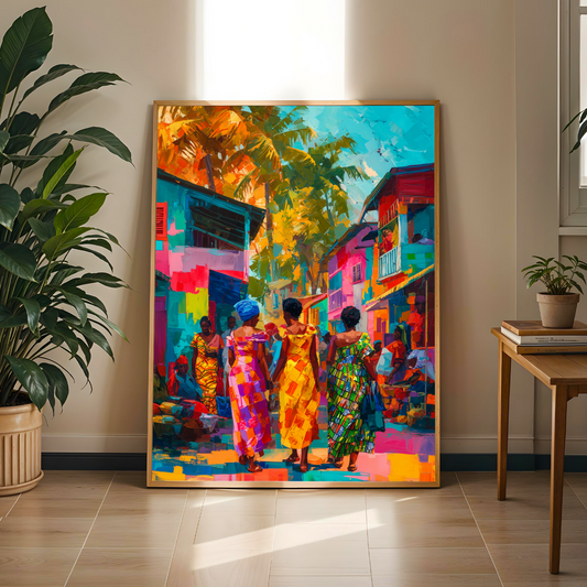 Market Rhythms -  African Culture Wall Art Print