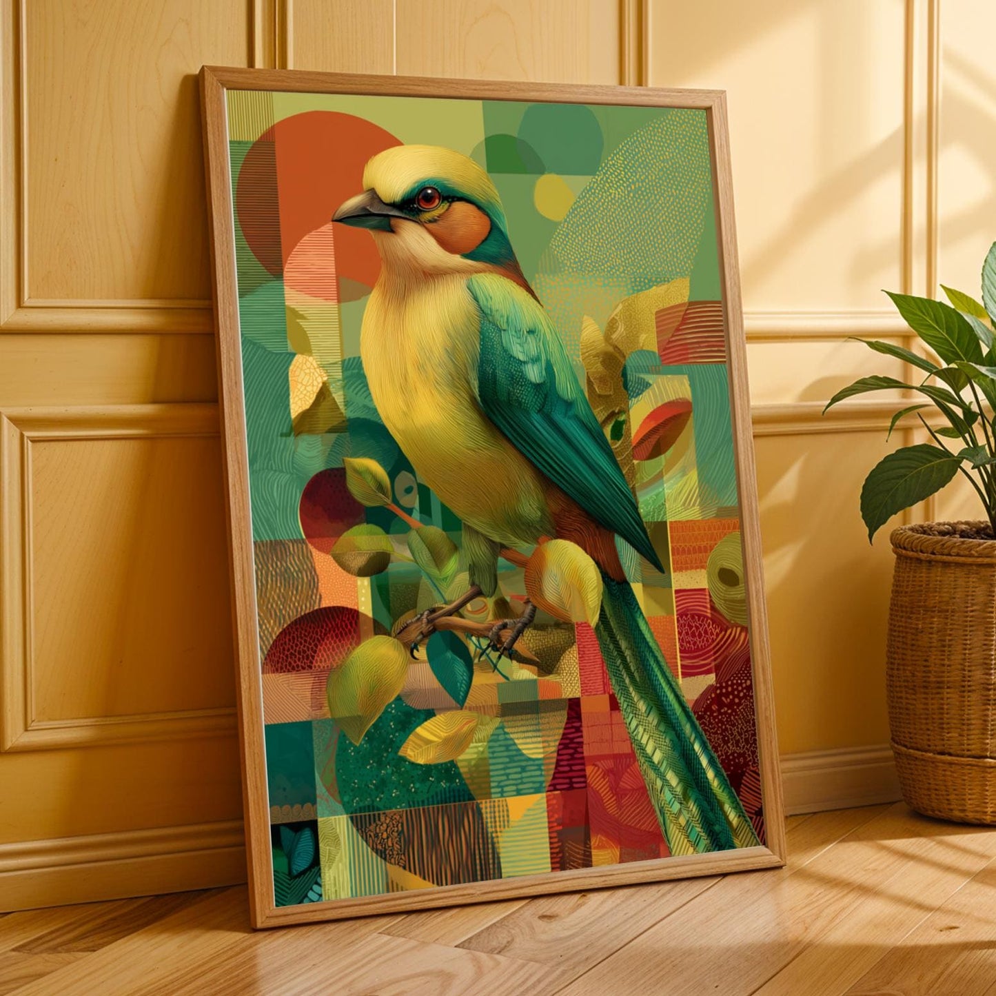 Weaver Bird Geometric Patterns Wall Art Print
