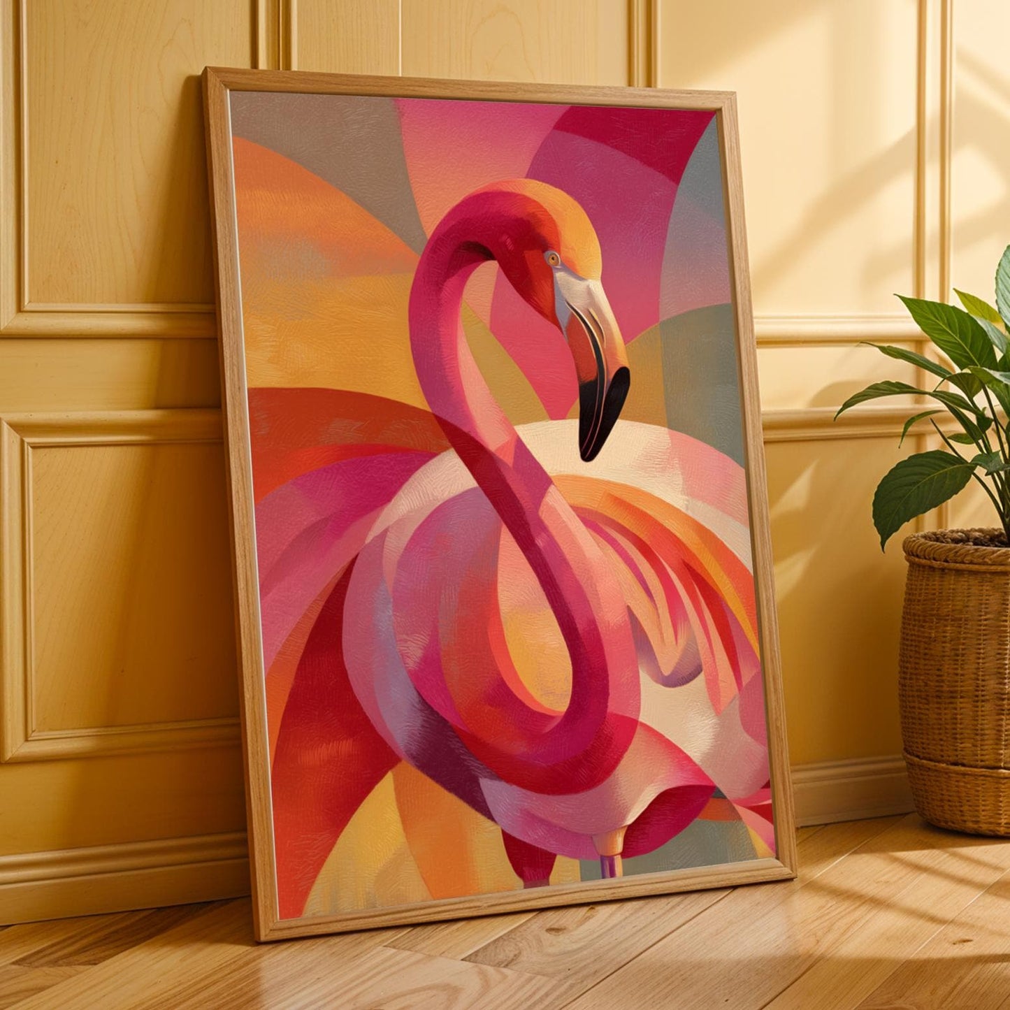 Abstract Flamingo Wall Art Print