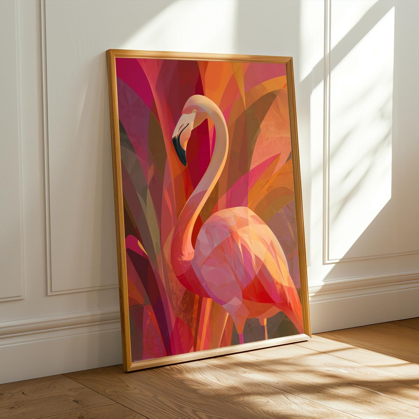 Flamingo Abstract Geometric Wall Art Print