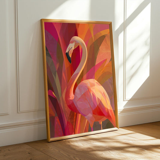 Flamingo Abstract Geometric Wall Art Print