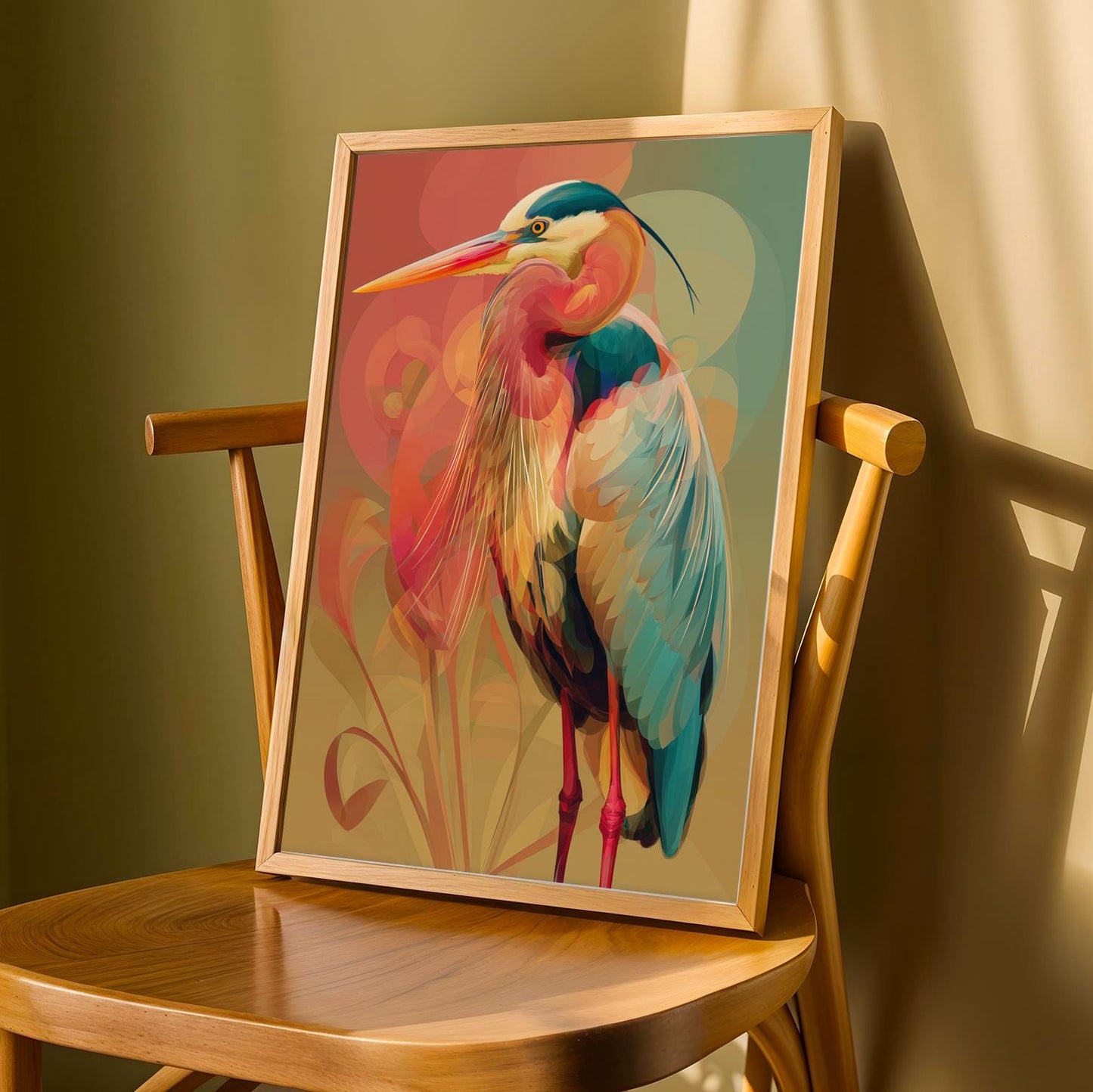 Abstract Heron Wall Art Print