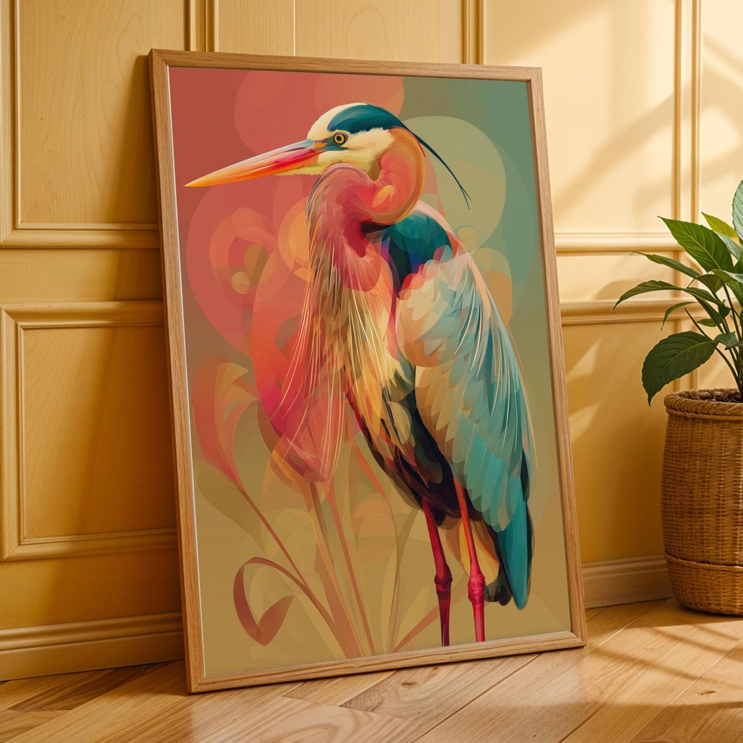 Abstract Heron Wall Art Print
