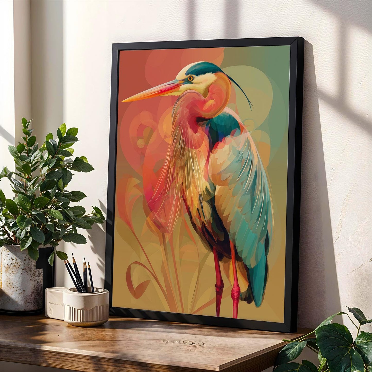 Abstract Heron Wall Art Print