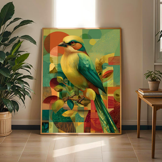 Weaver Bird Geometric Patterns Wall Art Print