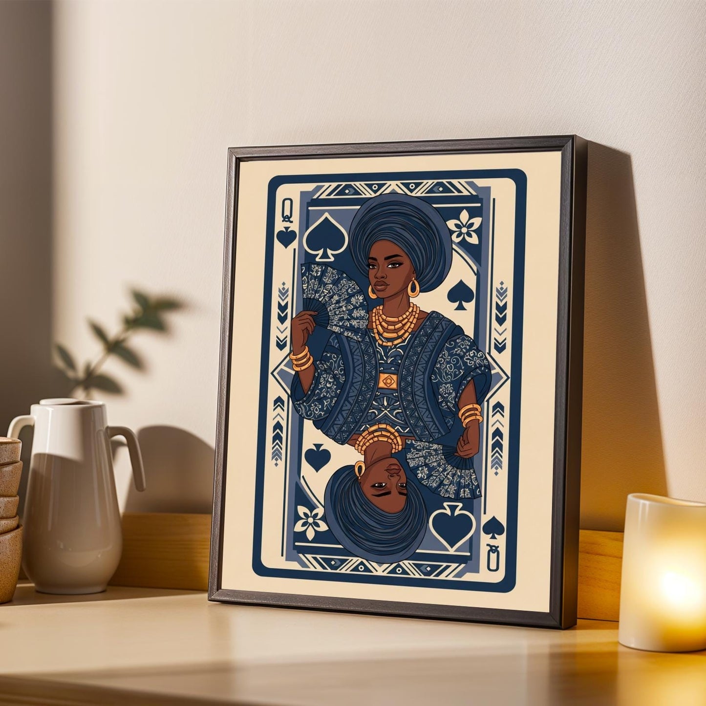 Yoruba Royalty Blue Playing Card Wall Art Print Set