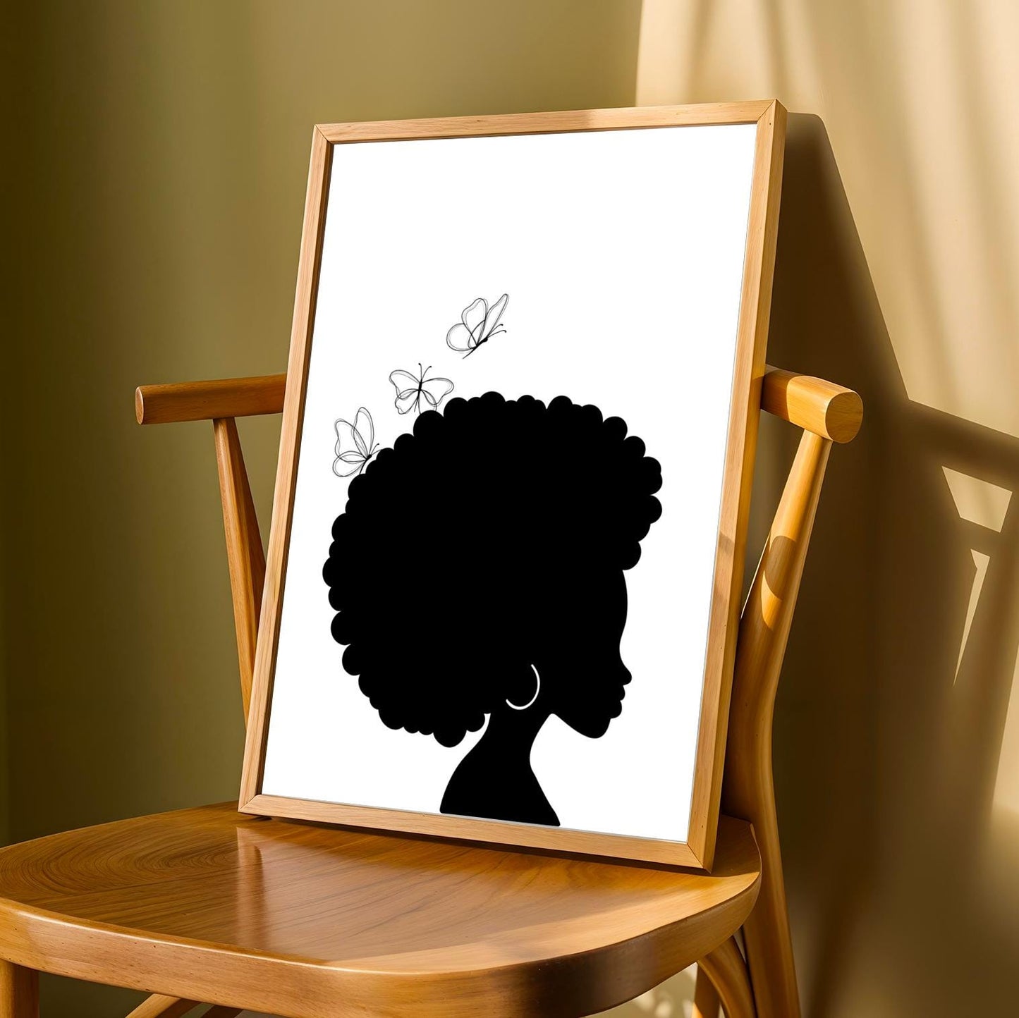 Afro and Butterfly Wall Art Print