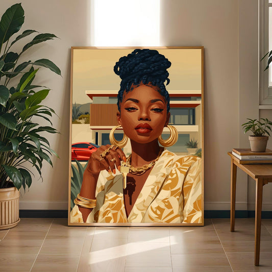 Modern House and Sports Car Wall Art Print Soluna Soul