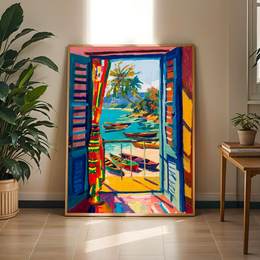 Matisse Inspired Tropical Coastal Wall Art Print Soluna Soul