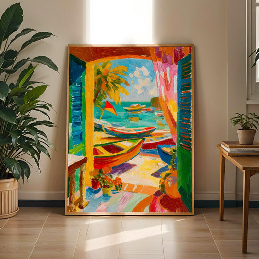 Matisse Inspired Tropical Coastal Wall Art Print Soluna Soul