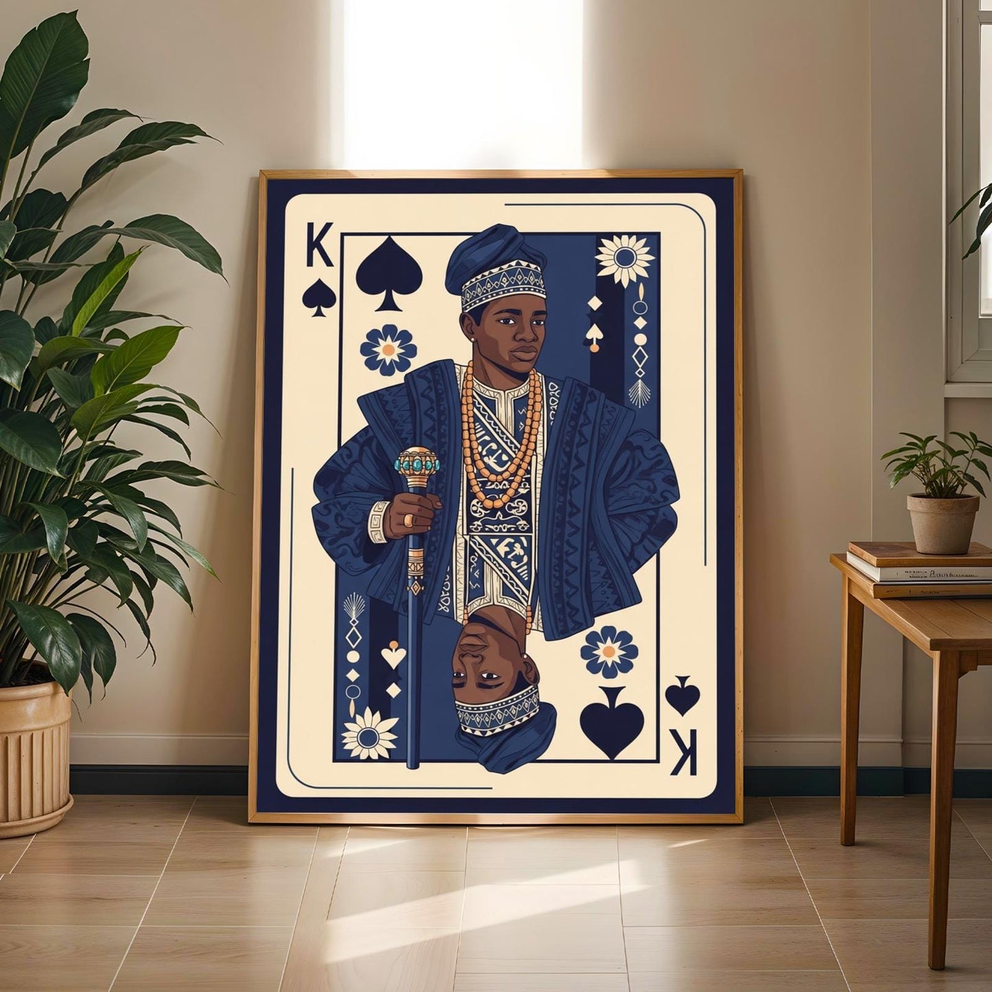 Yoruba Royalty Blue Playing Card Wall Art Print Set