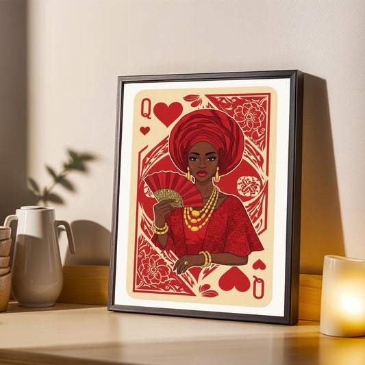 Yoruba Royalty Red Playing Card Wall Art Print Set