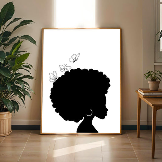 Afro and Butterfly Wall Art Print Soluna Soul