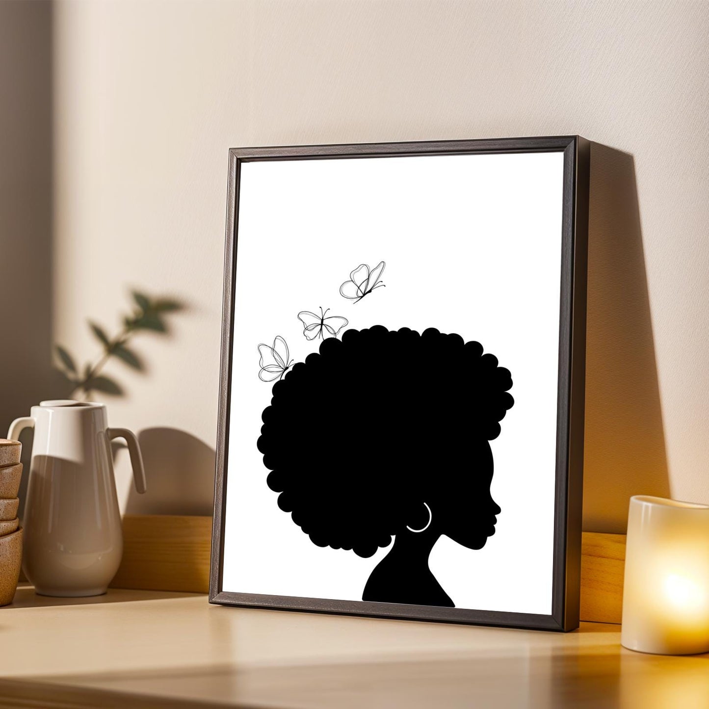 Afro and Butterfly Wall Art Print