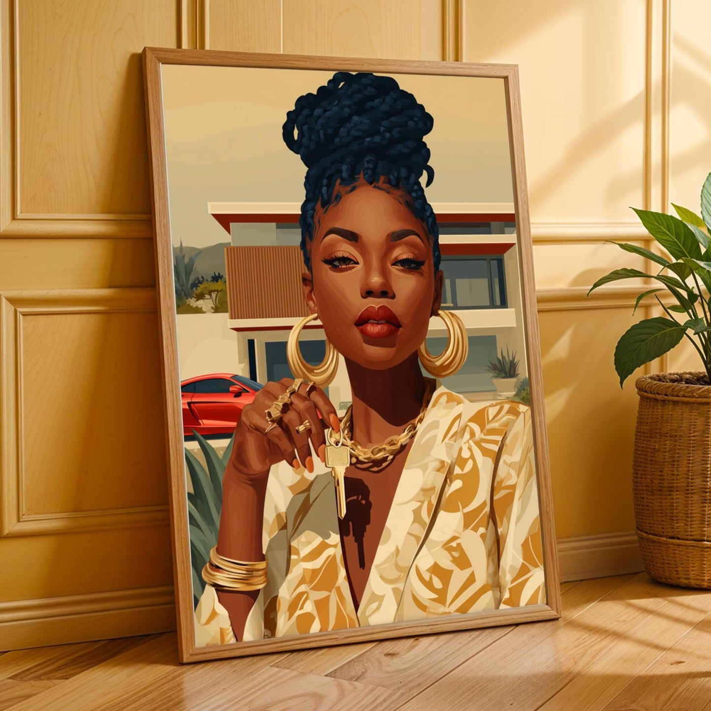 Modern House and Sports Car Wall Art Print Soluna Soul