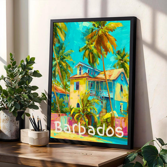 Barbados Tropical House Travel Wall Art Print