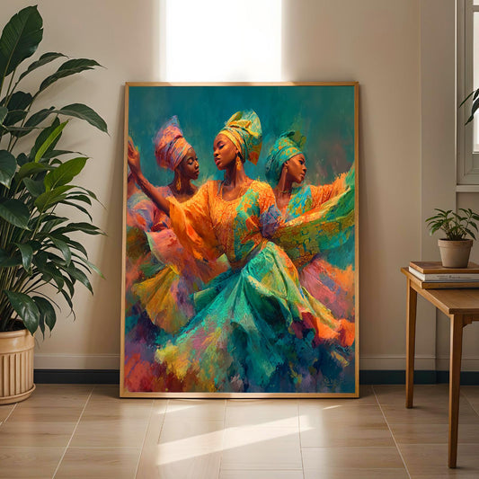 Dancelike Figures in Beautiful Gowns Wall Art Print Soluna Soul