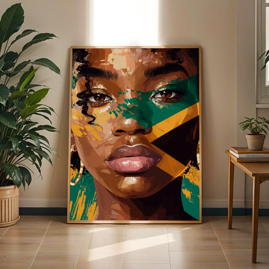 Jamaican Flag Print Contemporary Portrait Wall Art Print Soluna Soul