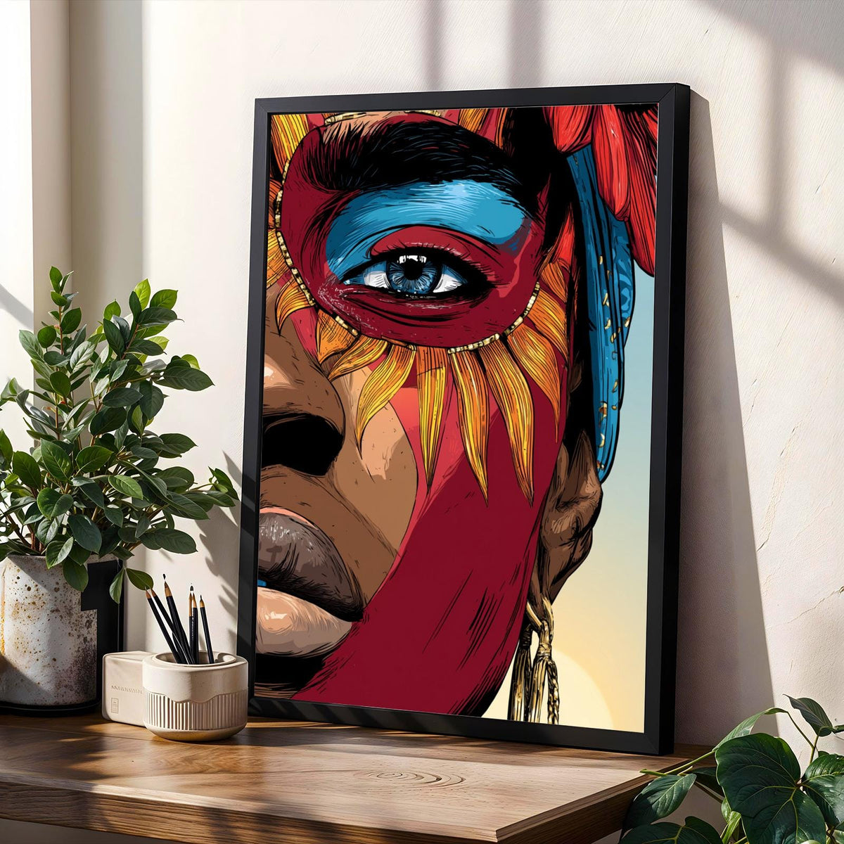 Abstract Face Portrait Contemporary Wall Art Print Soluna Soul