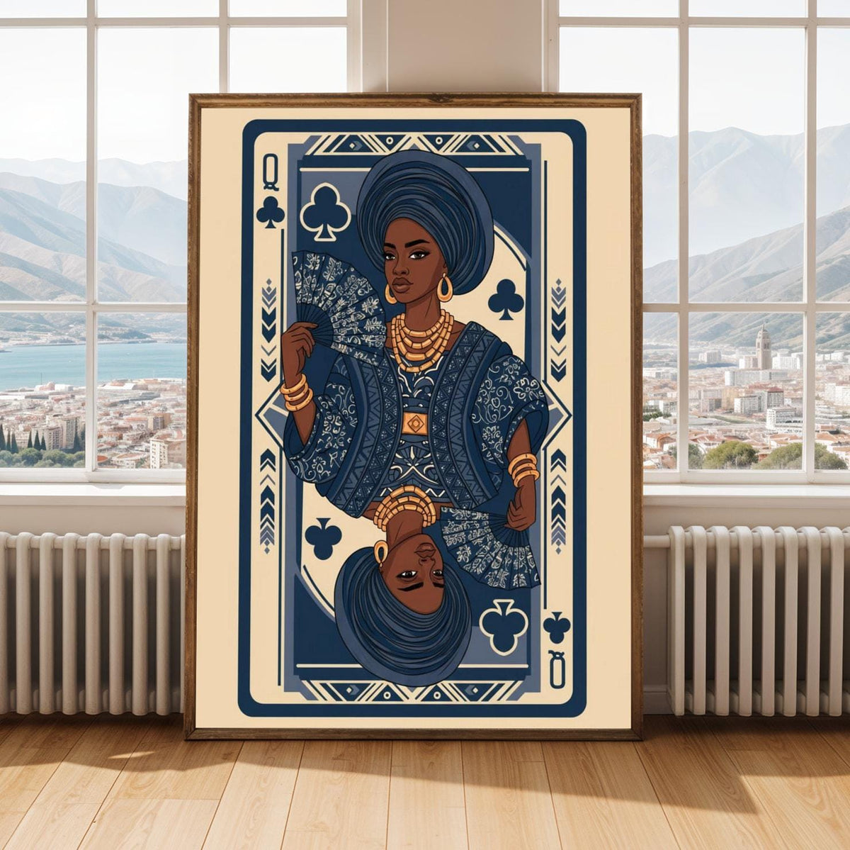 African Queen of Clubs Card Wall Art Print Soluna Soul