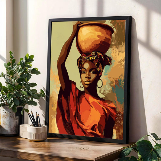 African Woman Carrying Clay Pot Soluna Soul