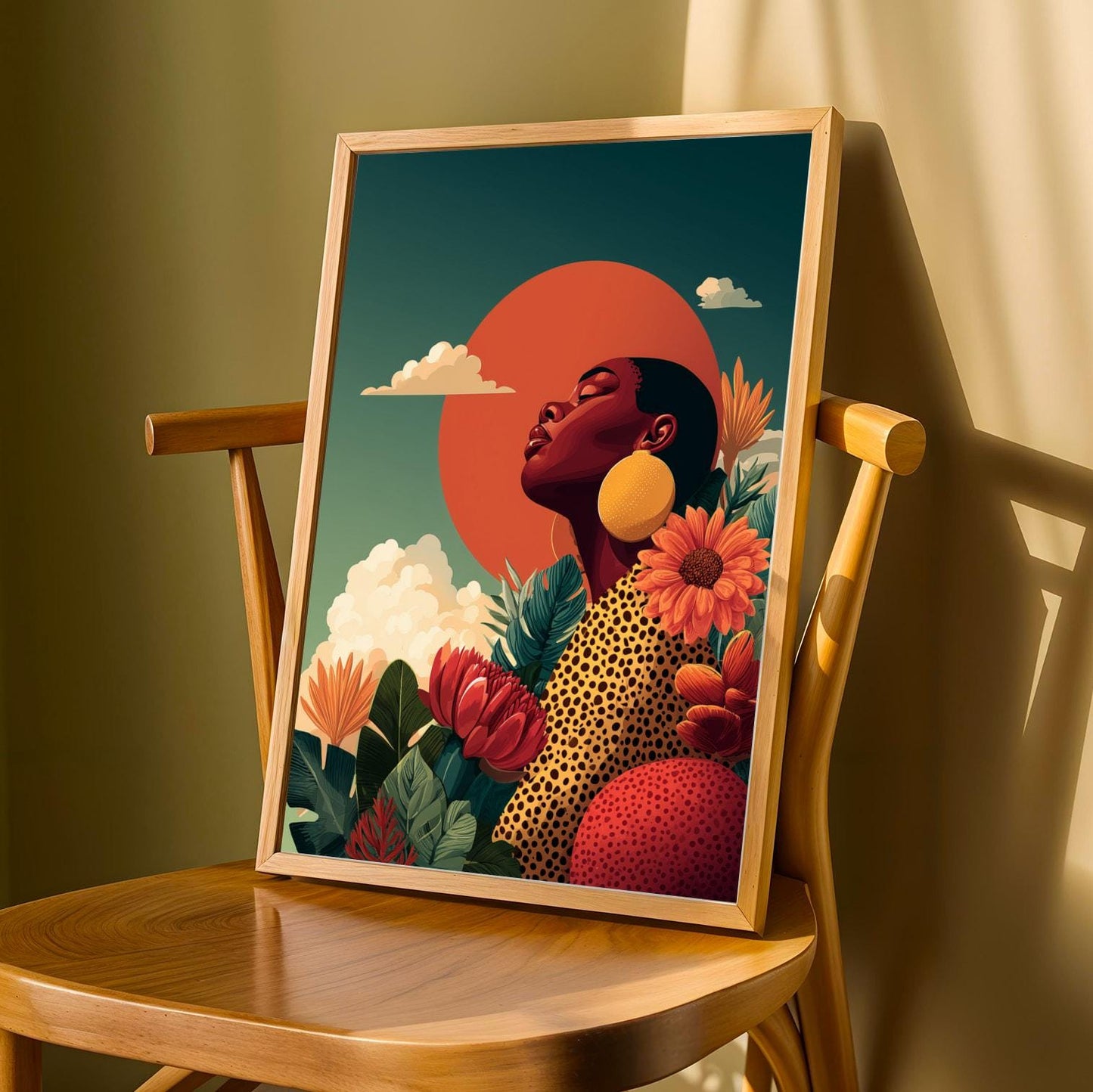 Afrocentric Floral Wall Art | Modern African Home Decor Soluna Soul