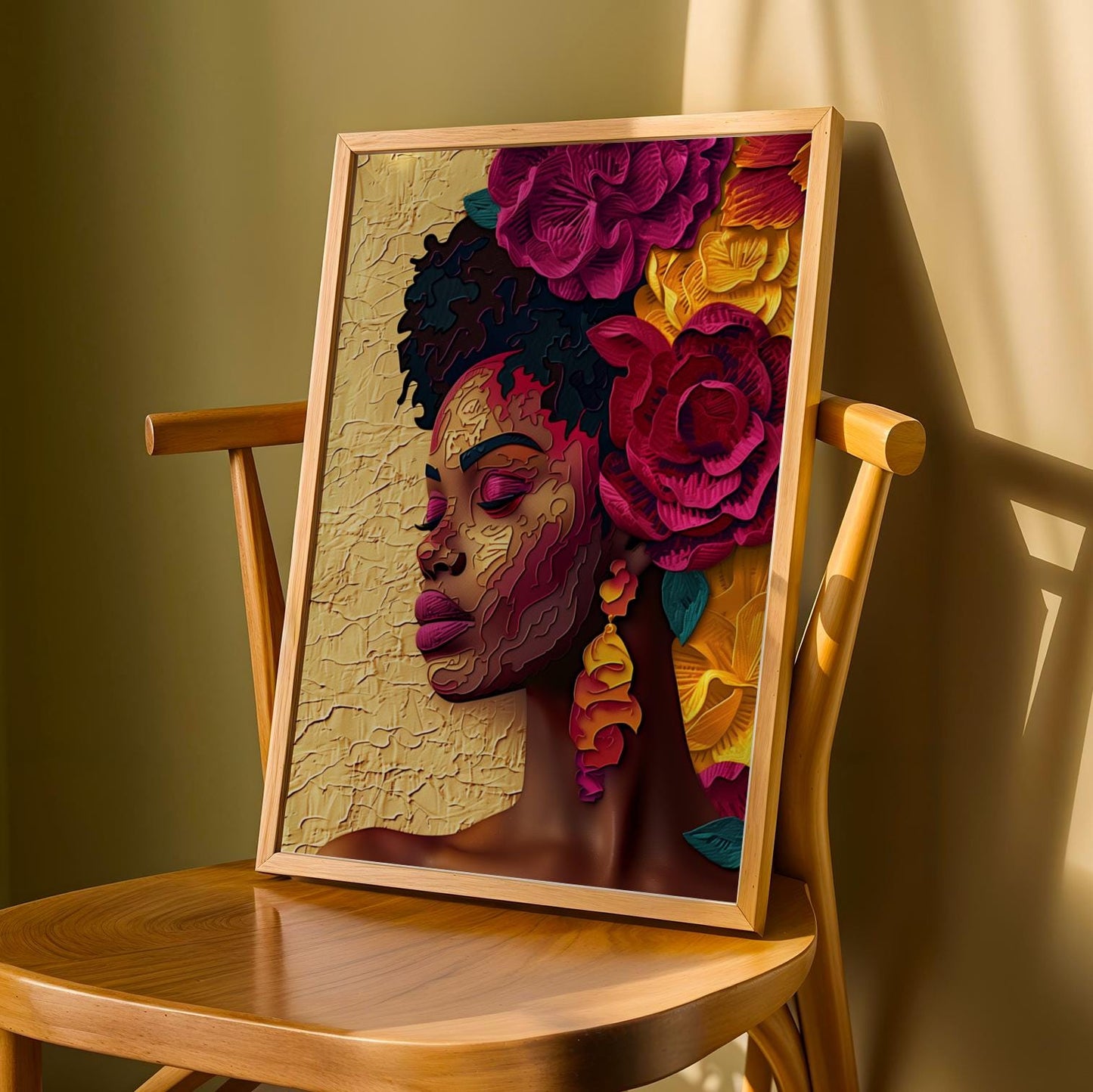Black Woman Floral Wall Art Print Soluna Soul