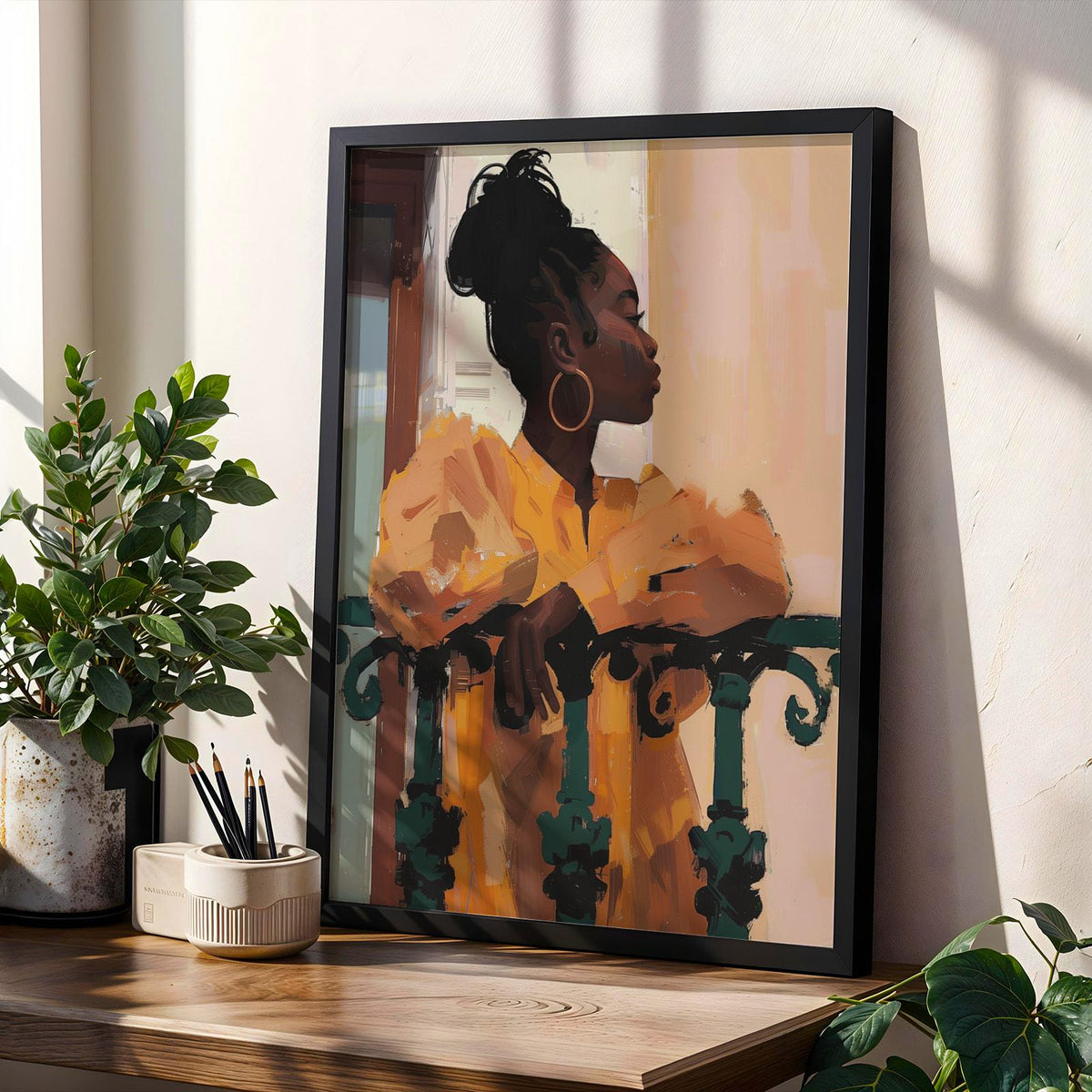 Black Woman Balcony Wall Art Print II Soluna Soul