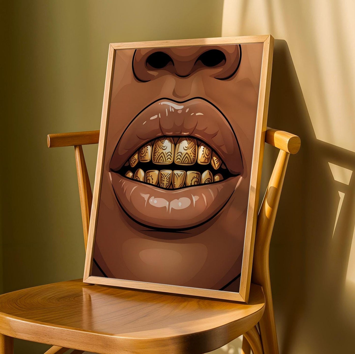 African Patterned Grillz Wall Art Print Soluna Soul