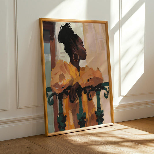 Black Woman Balcony Wall Art Print II Soluna Soul