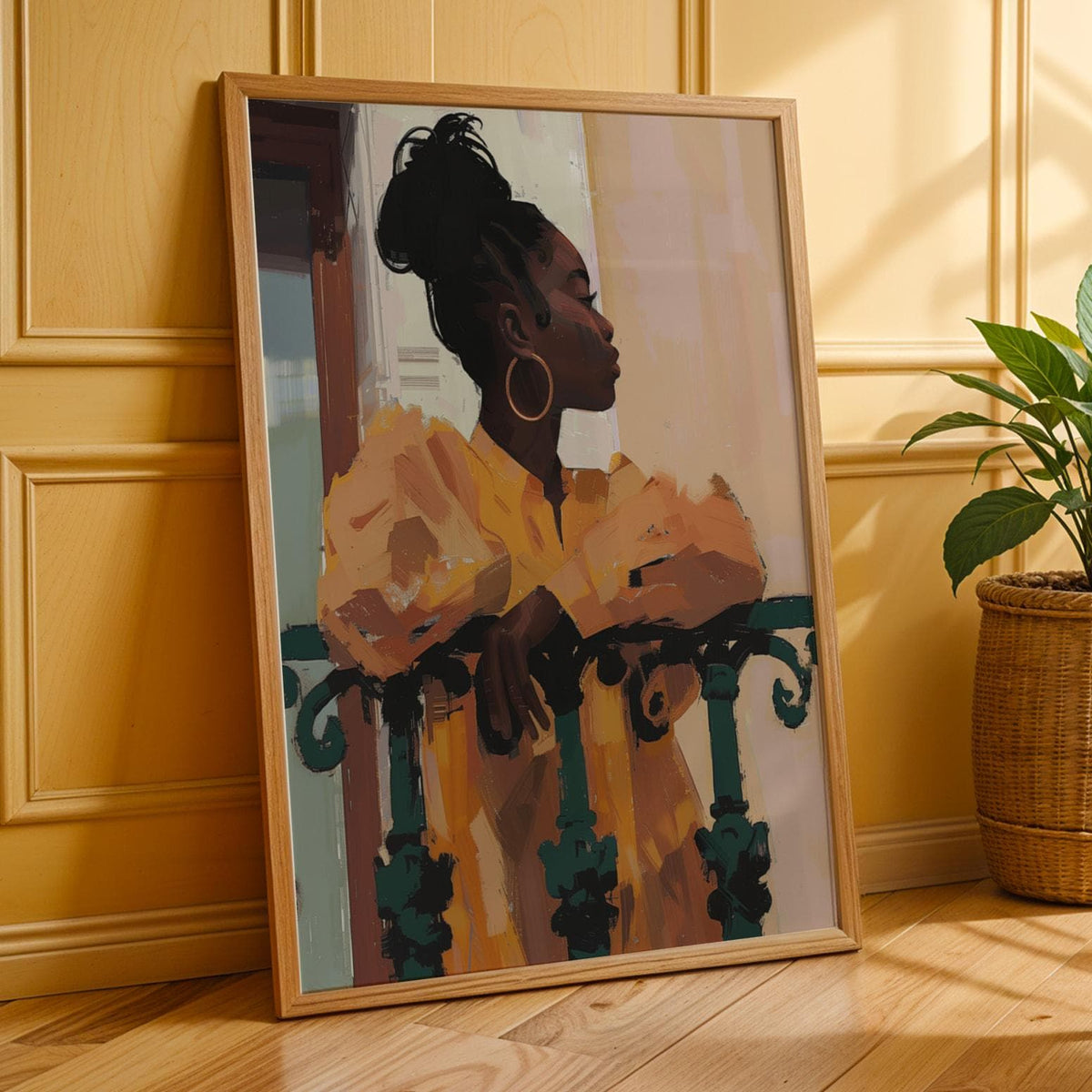 Black Woman Balcony Wall Art Print II Soluna Soul