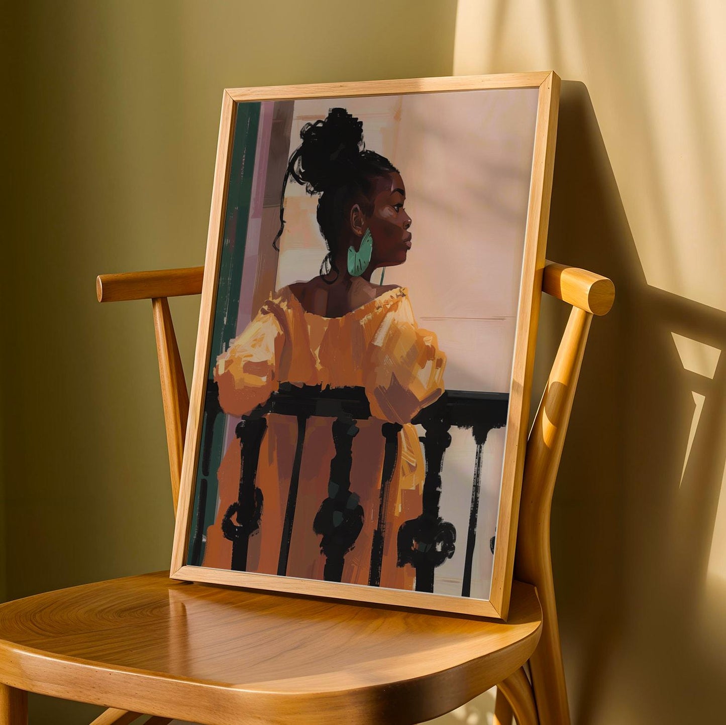 Black Woman Balcony Wall Art Print I Soluna Soul