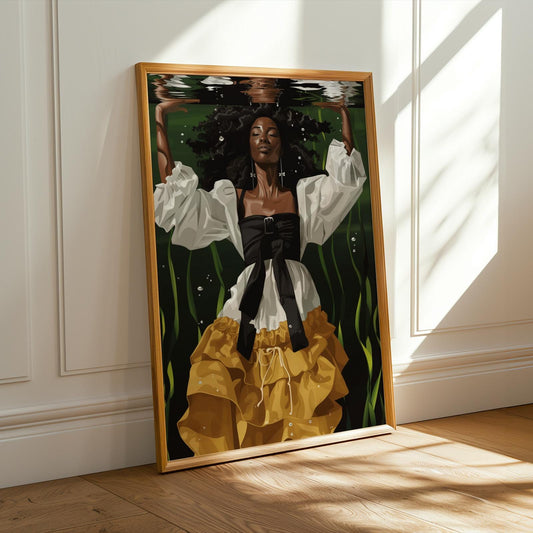 Black Women Underwater Wall Art Print III Soluna Soul