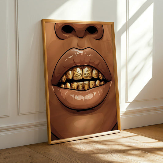 African Patterned Grillz Wall Art Print Soluna Soul