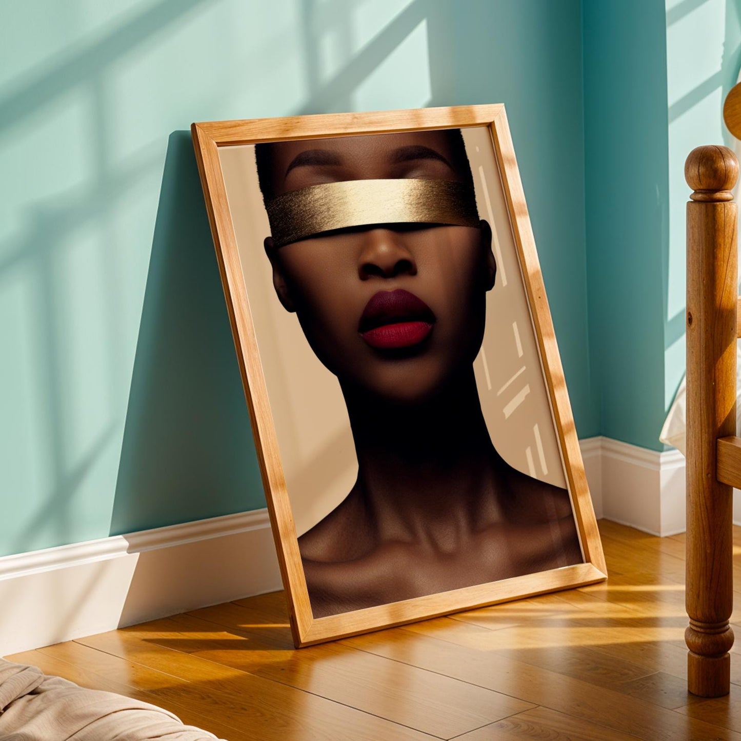 Gold Blindfold Portrait Wall Art Print Soluna Soul