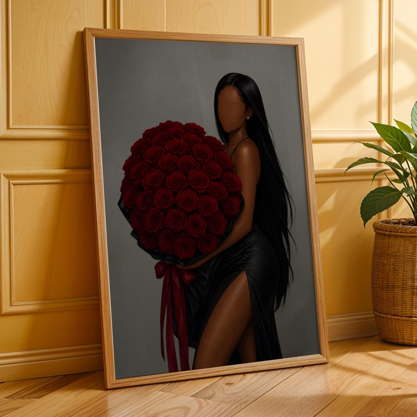 Black Woman with Roses Wall Art Print 224 Soluna Soul