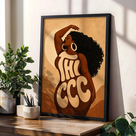 THICC Black Woman Wall Art Print 2 Soluna Soul