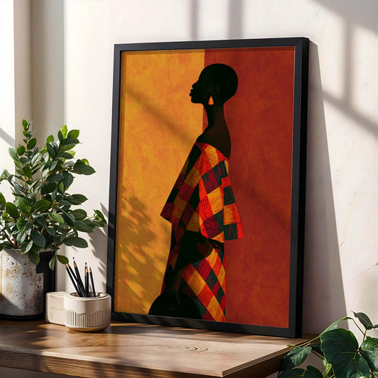 Abstract Woman Portrait Poster - Modern, Orange and Terracotta Red Soluna Soul