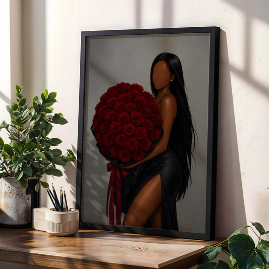 Black Woman with Roses Wall Art Print 224 Soluna Soul