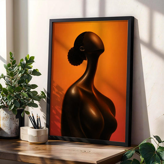 Black Woman Bust Silhouette Wall Art Print 256 Soluna Soul