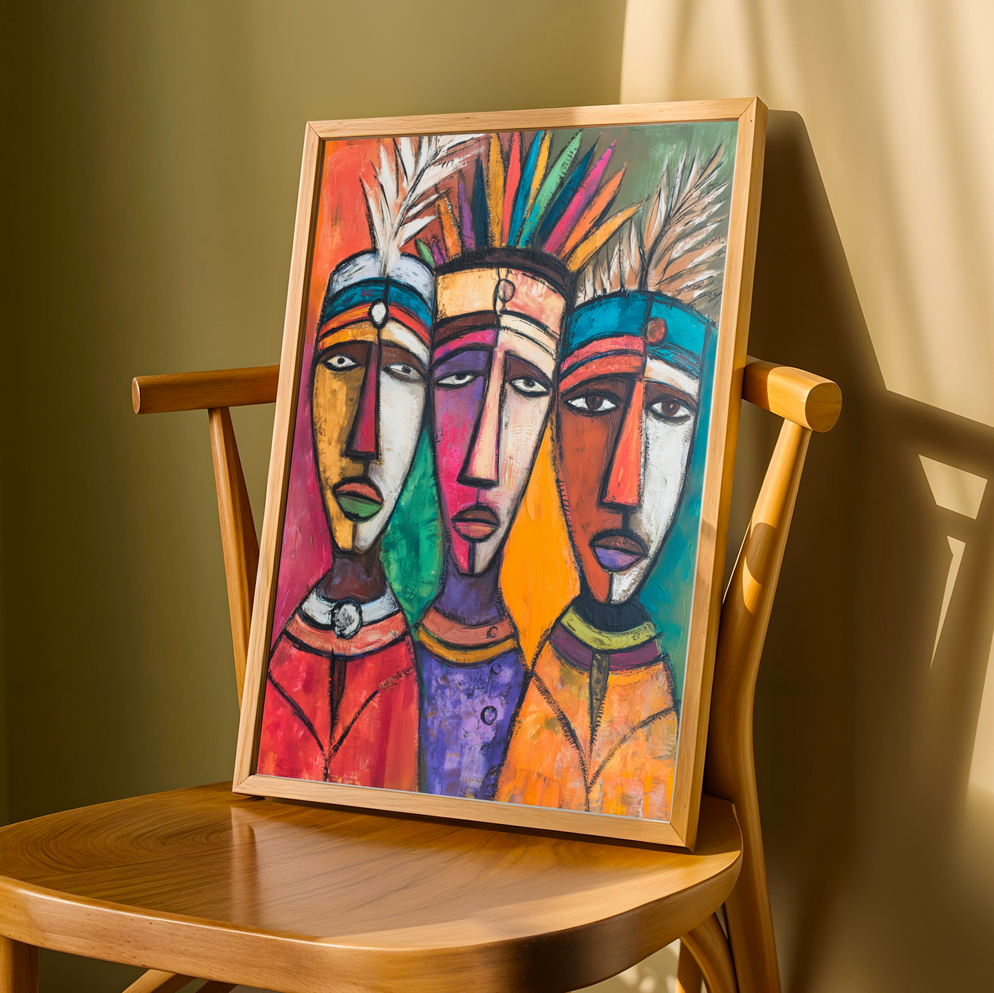 Cubist Tribal Portrait Wall Art Print Soluna Soul