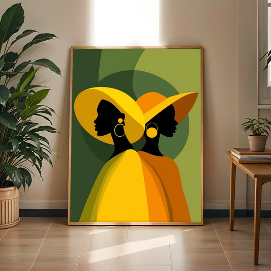African Women Silhouette Wall Art Print | Afrocentric Inspired Poster