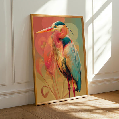 Abstract Heron Wall Art Print