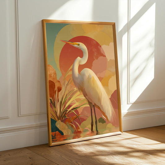 Majestic Egret Poster Wall Art Print