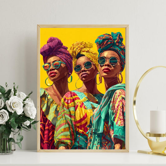 Afrocentric Retro Wall Art Print | Bold African Women Portrait Poster