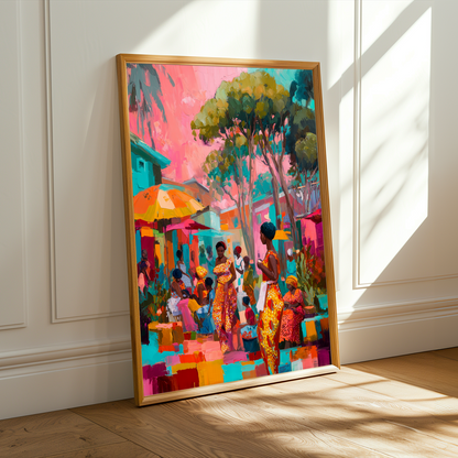 Market Rhythms -  African Culture Wall Art Print