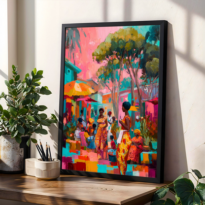 Market Rhythms -  African Culture Wall Art Print